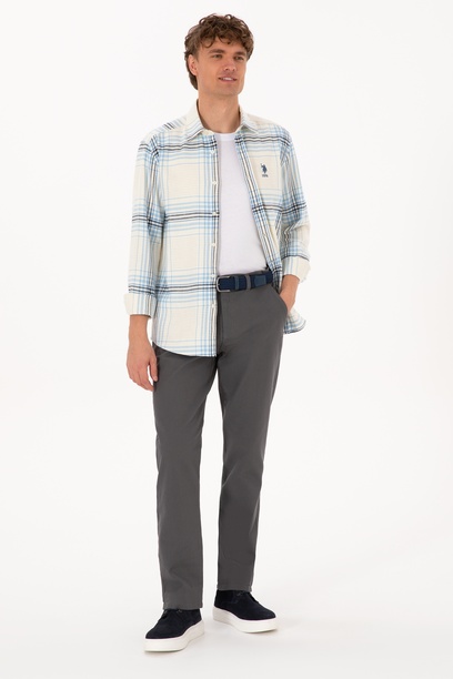 Erkek Regular Fit Gri Kanvas / Chino Pantolon