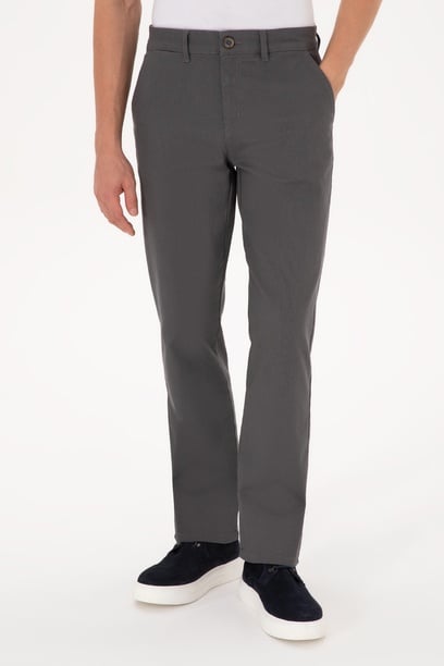 Erkek Regular Fit Gri Kanvas / Chino Pantolon