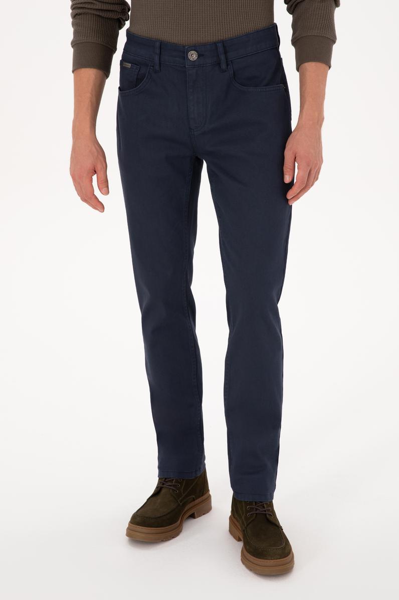 Erkek Koyu Mavi Slim Fit Jean Pantolon
