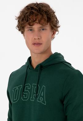 Erkek Regular Fit Kapüşonlu Koyu Yeşil Basic Sweatshirt - 50315663056