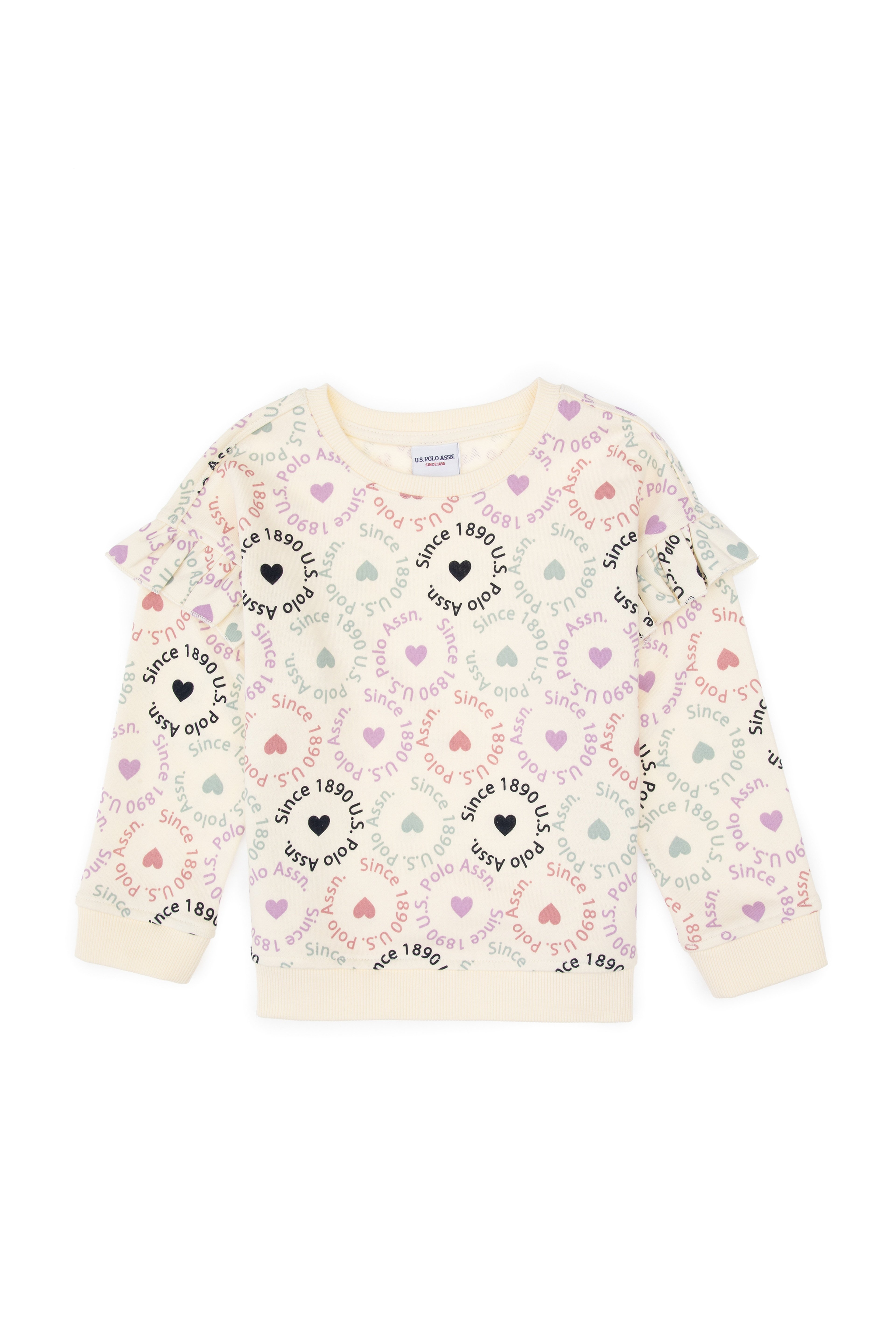 Kız Çocuk Krem Bisiklet Yaka Sweatshirt - Image 4