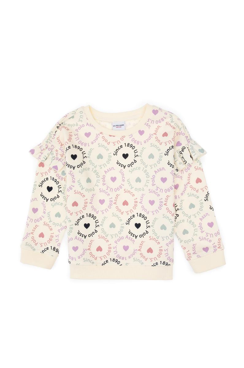 Kız Çocuk Krem Bisiklet Yaka Sweatshirt