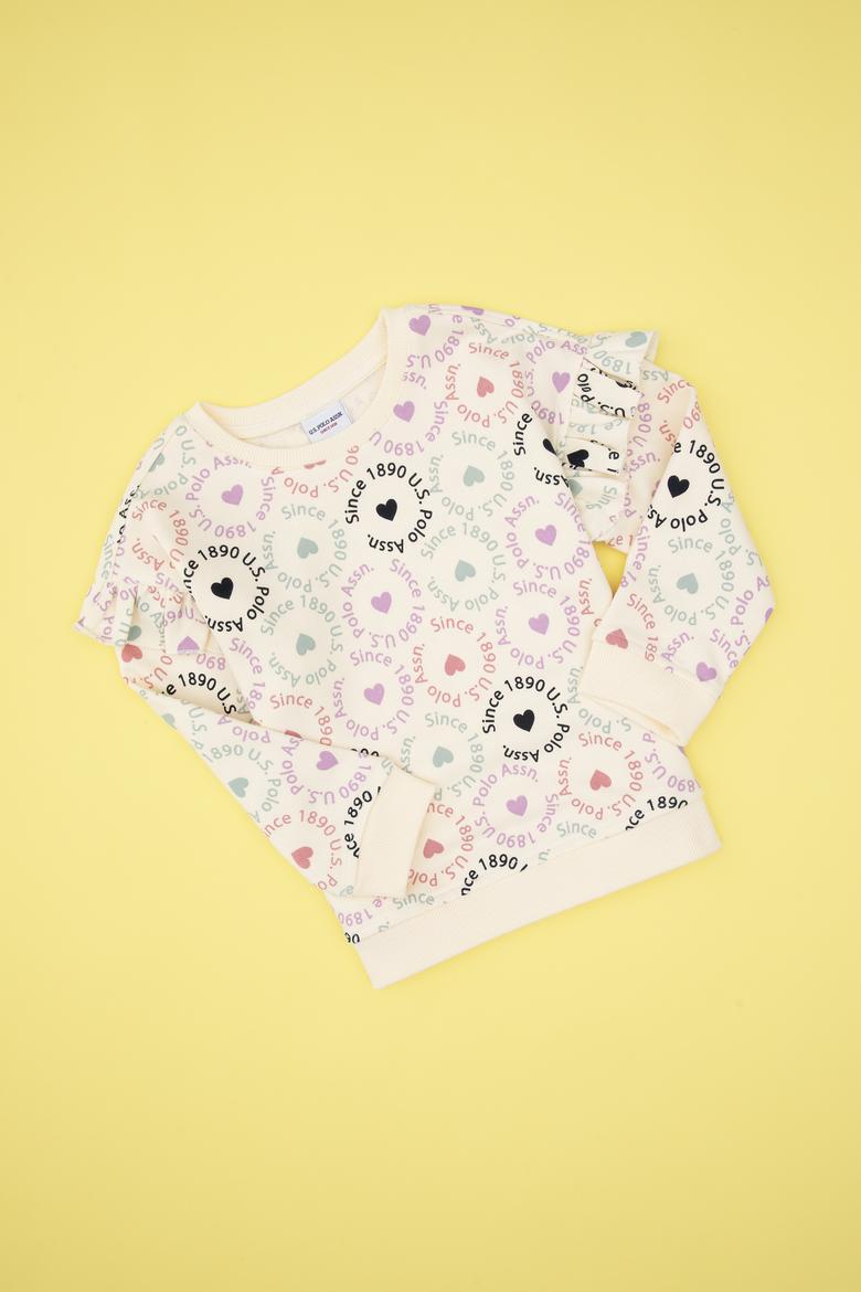 Kız Çocuk Krem Bisiklet Yaka Sweatshirt - 50317887021