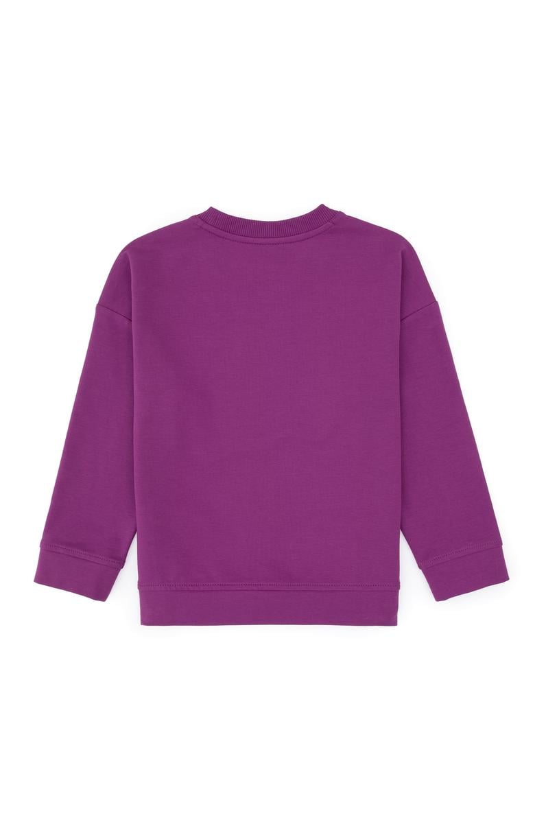 Kız Çocuk Menekşe Bisiklet Yaka Sweatshirt