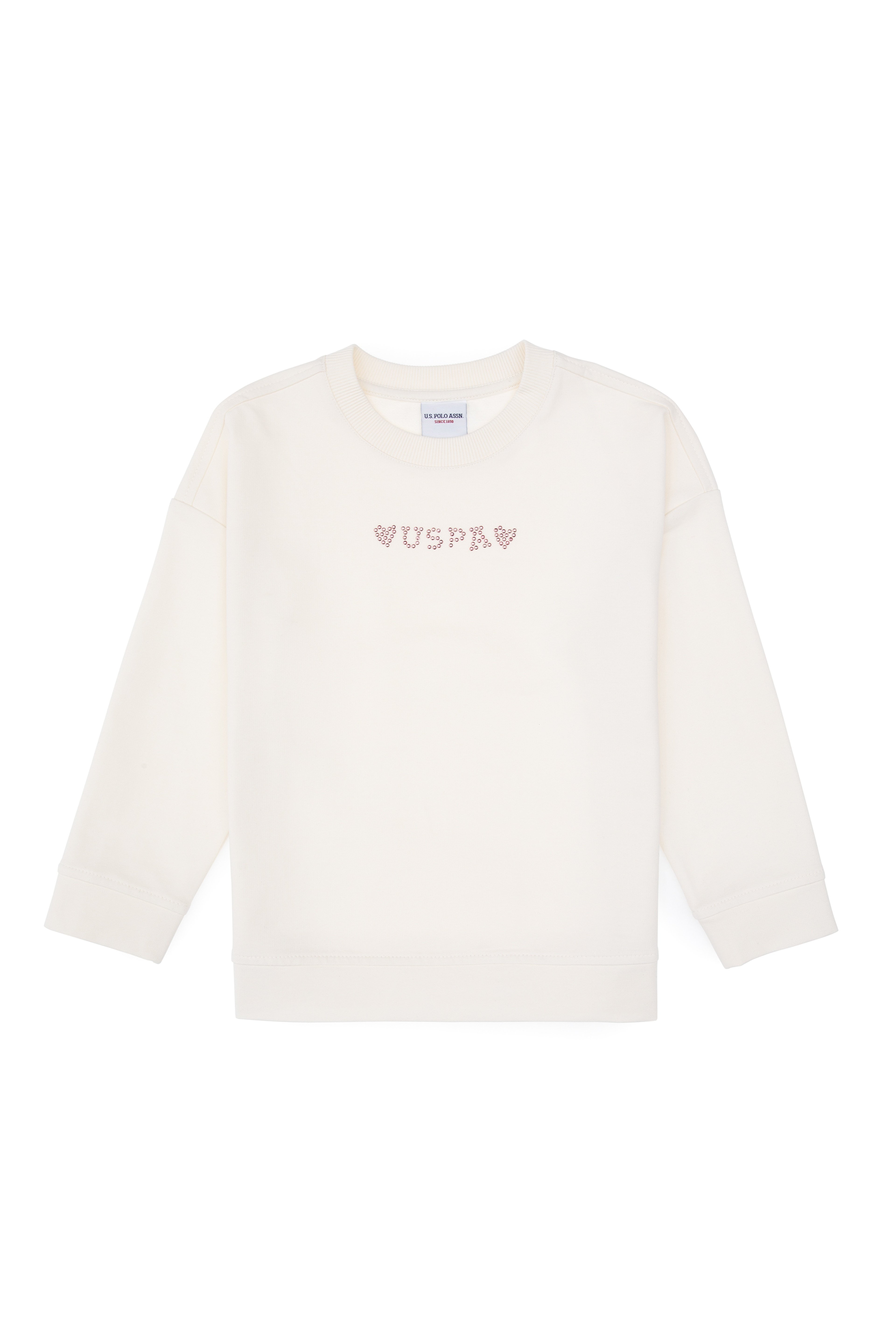 Kız Çocuk Krem Bisiklet Yaka Sweatshirt