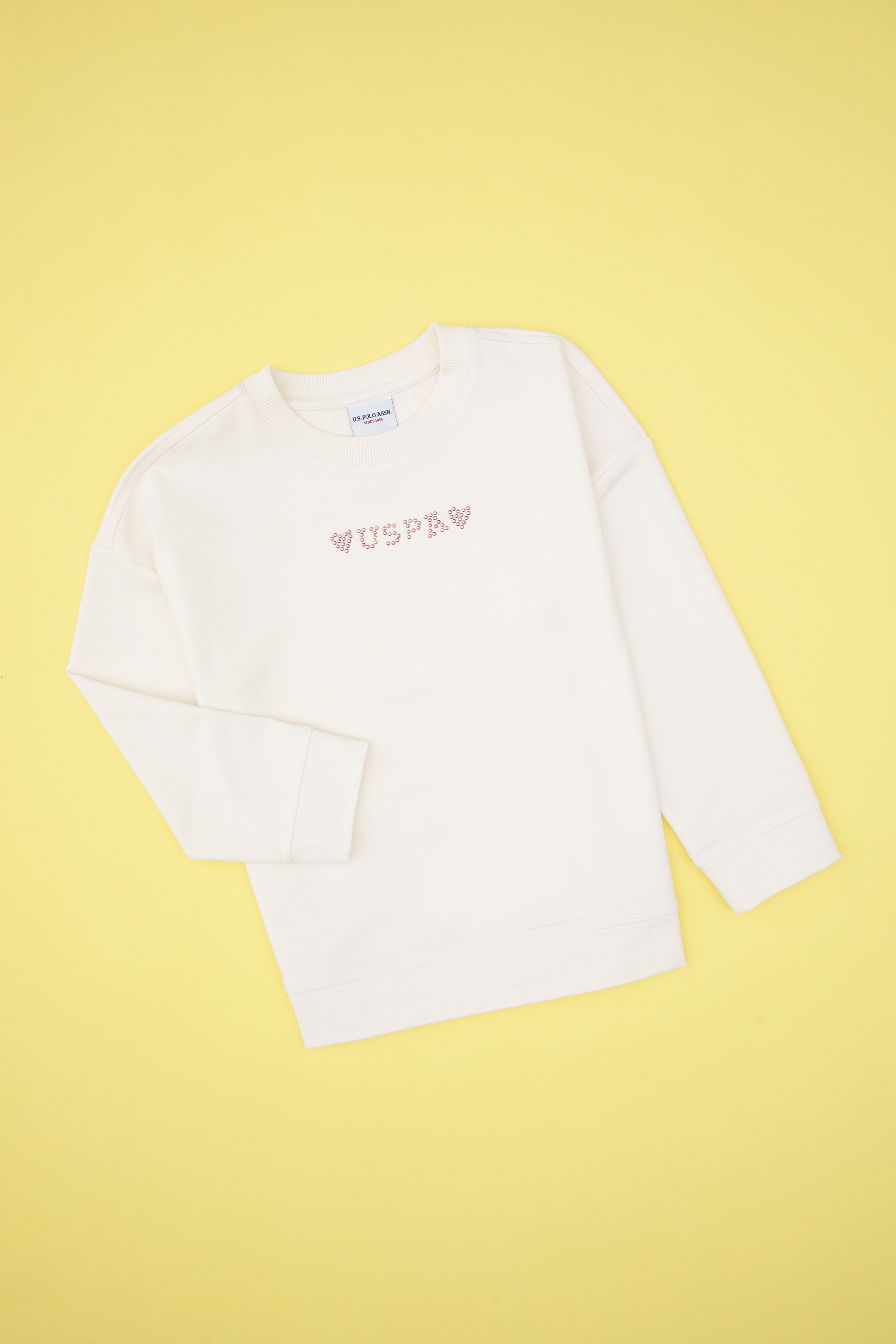Kız Çocuk Krem Bisiklet Yaka Sweatshirt - Image 3