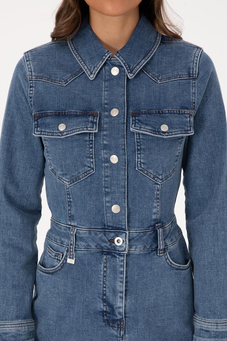 Kadın Mavi Jean Elbise - 50309415003