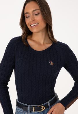 Kadın Lacivert Bisiklet Yaka Basic Kazak - 50307728005