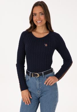 Kadın Lacivert Bisiklet Yaka Basic Kazak - 50307728005