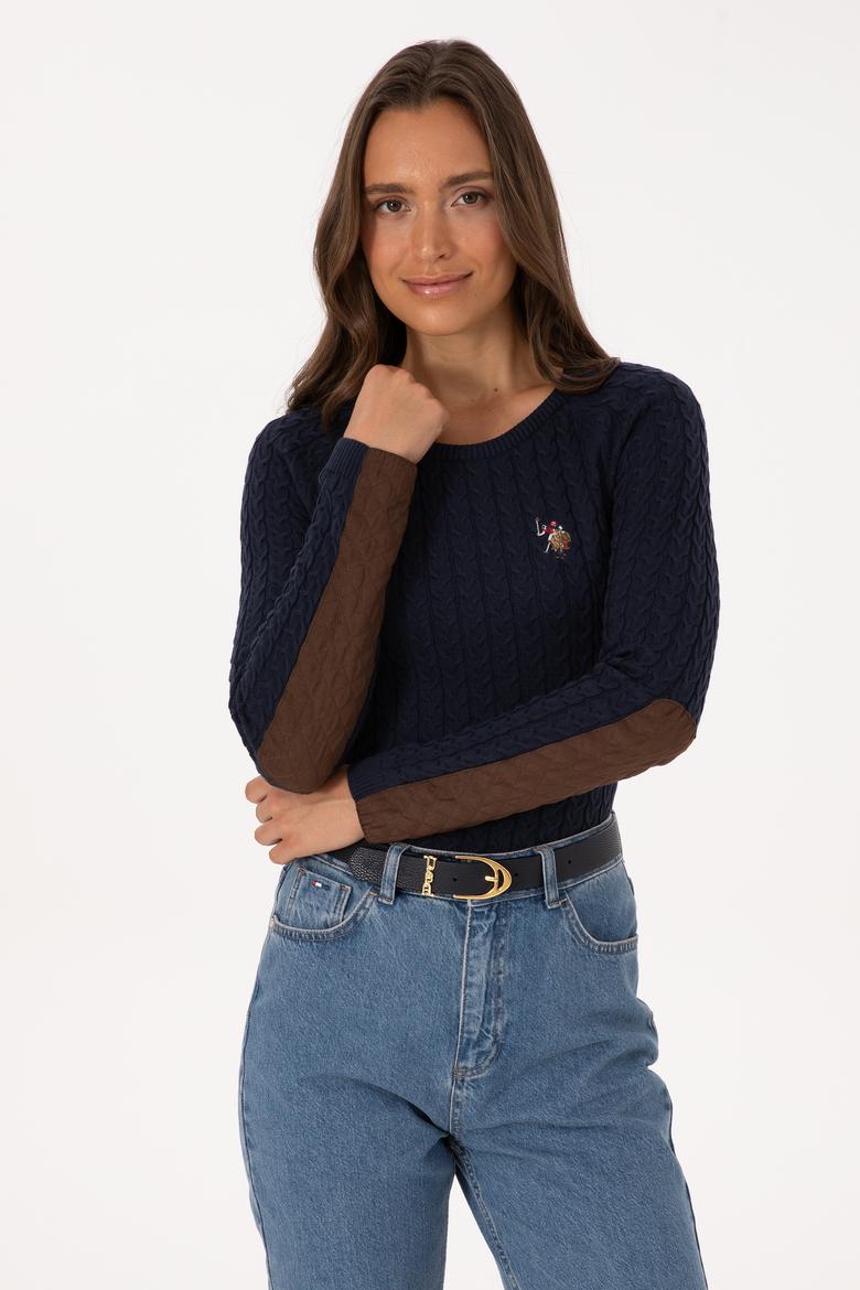 Kadın Lacivert Bisiklet Yaka Basic Kazak - 50307728005