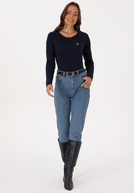 Kadın Lacivert Bisiklet Yaka Basic Kazak - 50307728005