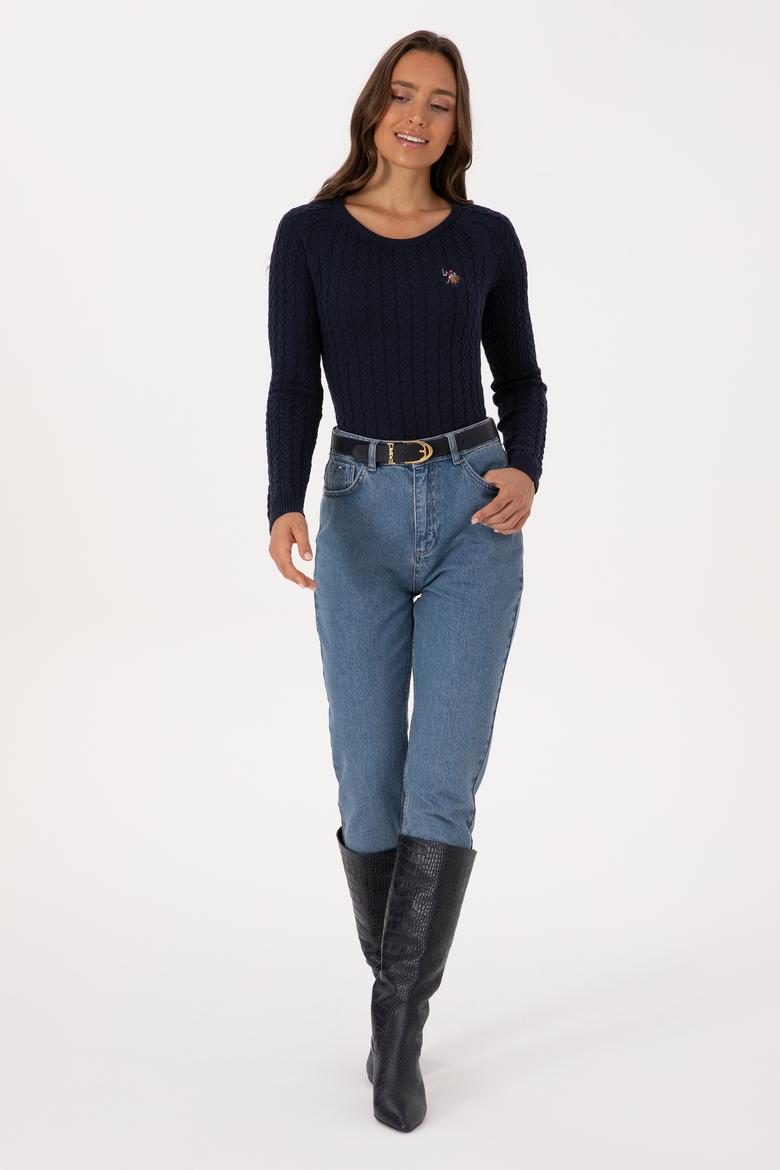 Kadın Lacivert Bisiklet Yaka Basic Kazak - 50307728005