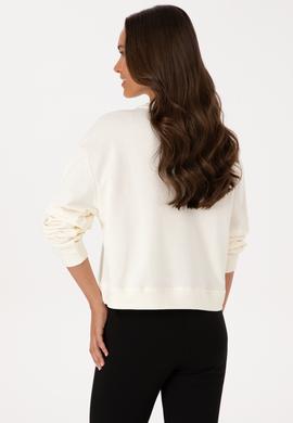 Kadın Krem Bisiklet Yaka Sweatshirt - 50307792012