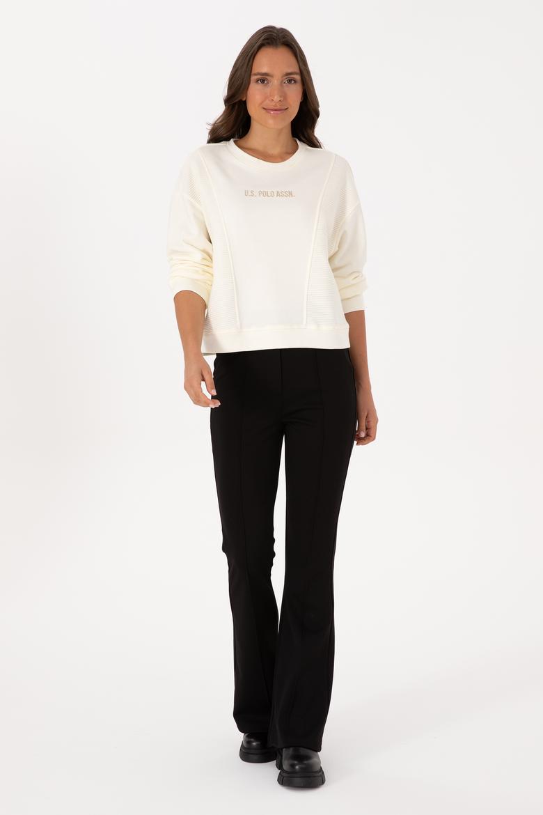 Kadın Krem Bisiklet Yaka Sweatshirt - 50307792012