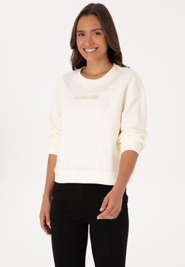 Kadın Krem Bisiklet Yaka Sweatshirt - 50307792012
