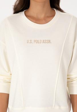 Kadın Krem Bisiklet Yaka Sweatshirt - 50307792012