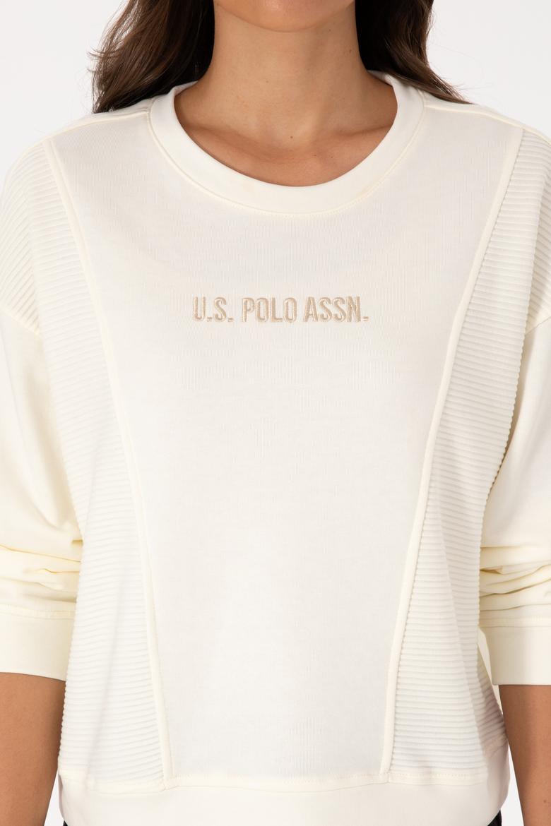 Kadın Krem Bisiklet Yaka Sweatshirt - 50307792012