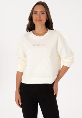 Kadın Krem Bisiklet Yaka Sweatshirt - 50307792012