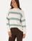 Kadın Krem Balıkçı Yaka Çizgili Kazak