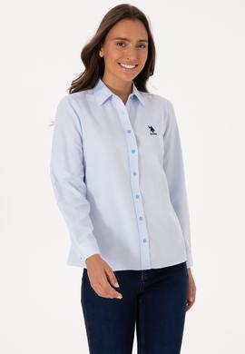 Kadın Açık Mavi Uzun Kollu Basic Gömlek - 50307990011