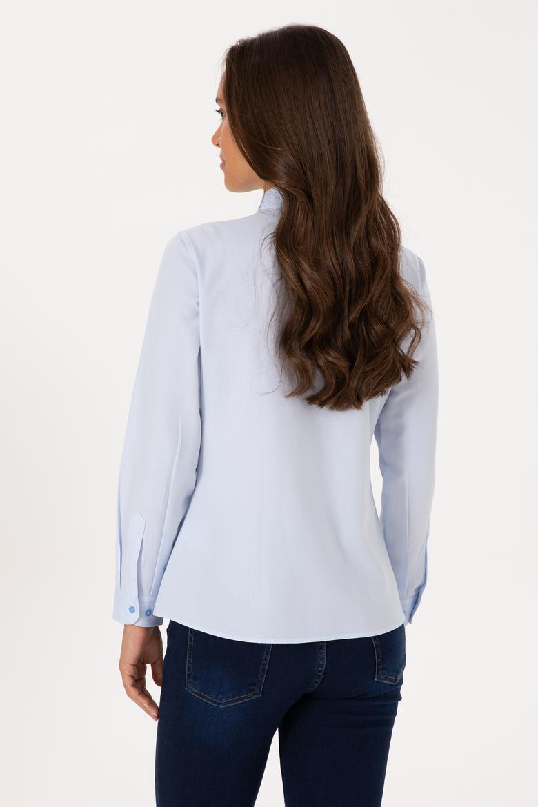 Kadın Açık Mavi Uzun Kollu Basic Gömlek - 50307990011