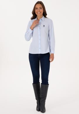 Kadın Açık Mavi Uzun Kollu Basic Gömlek - 50307990011