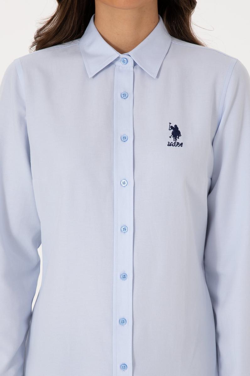 Kadın Açık Mavi Uzun Kollu Basic Gömlek