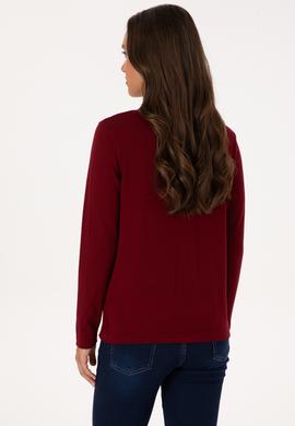 Kadın Bordo Basic Triko Hırka - 50307719014