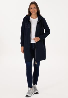 Kadın Lacivert Uzun Fermuarlı Kapüşonlu Basic Sweatshirt - 50307724006