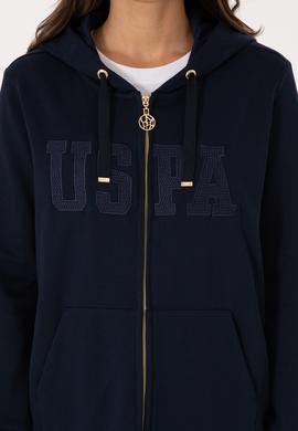 Kadın Lacivert Uzun Fermuarlı Kapüşonlu Basic Sweatshirt - 50307724006