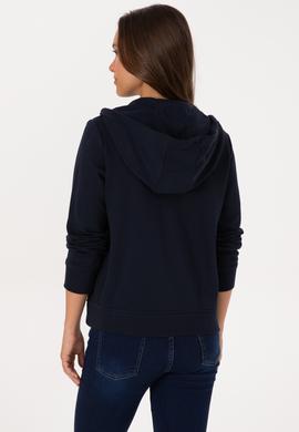 Kadın Lacivert Fermuarlı Kapüşonlu Basic Sweatshirt - 50307769014