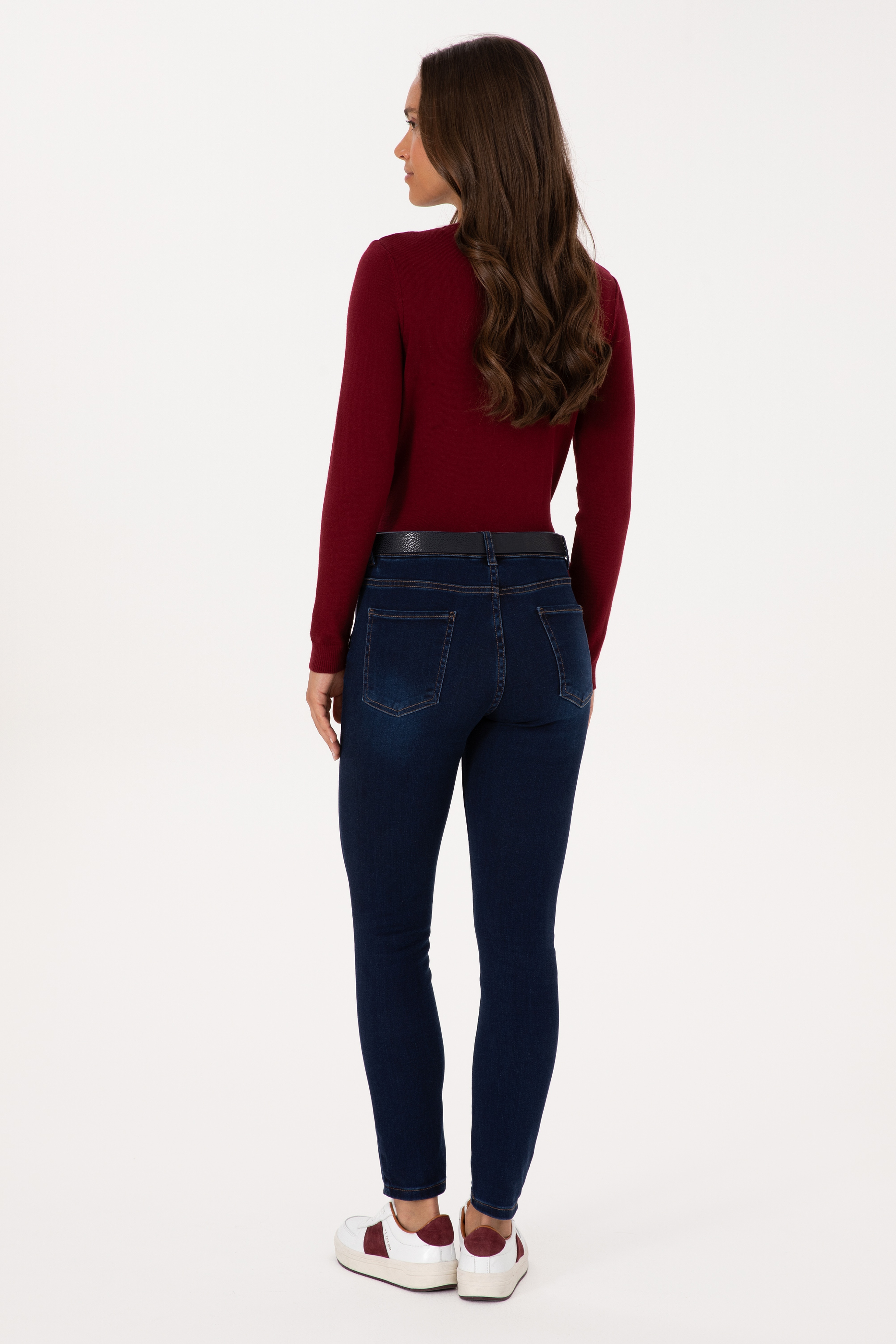 Kadın Koyu Mavi Skinny Jean Pantolon