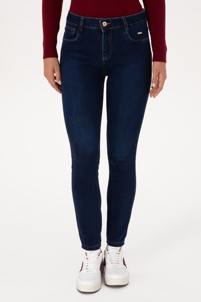 Kadın Koyu Mavi Skinny Jean Pantolon
