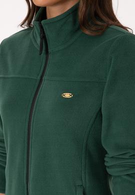 Kadın Koyu Yeşil Fermuarlı Dik Yaka Polar Sweatshirt - 50316729032