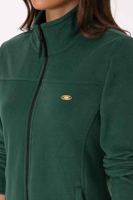 Kadın Koyu Yeşil Fermuarlı Dik Yaka Polar Sweatshirt