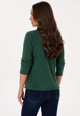 Kadın Koyu Yeşil Fermuarlı Dik Yaka Polar Sweatshirt - 50316729032