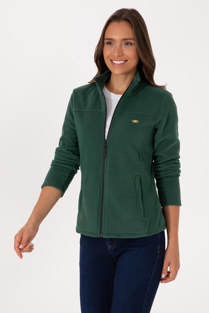 Kadın Koyu Yeşil Fermuarlı Dik Yaka Polar Sweatshirt