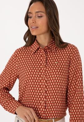 Kadın Somon Uzun Kollu Gömlek - 50317243011