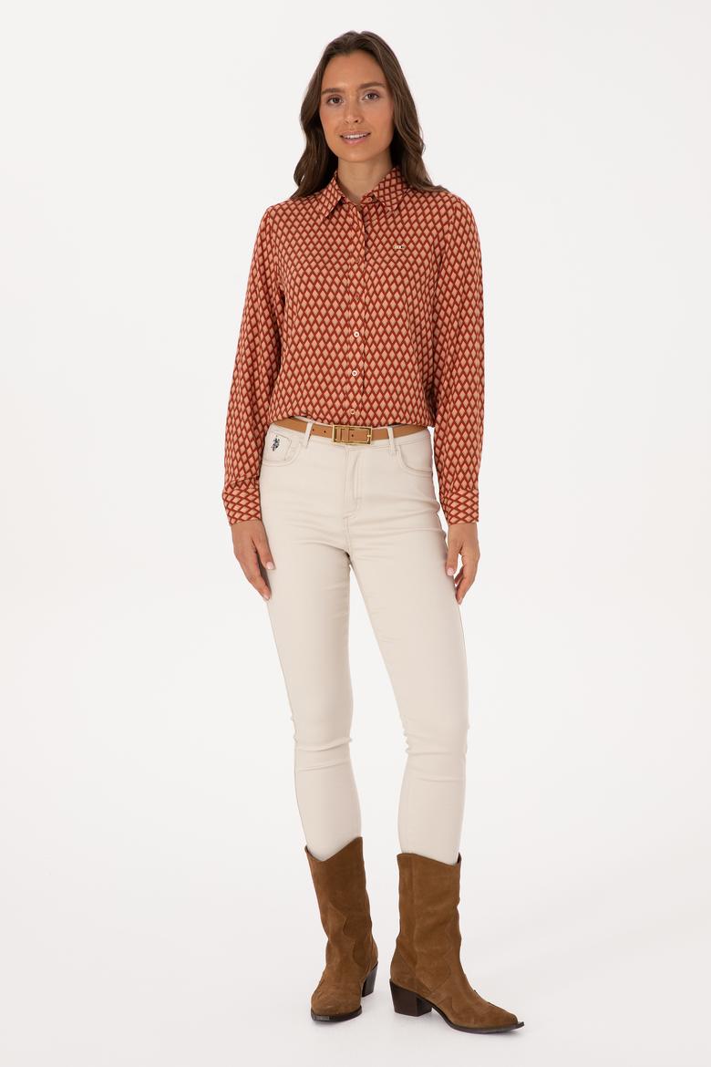 Kadın Somon Uzun Kollu Gömlek - 50317243011