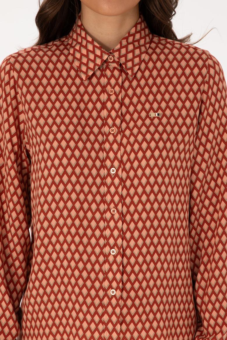 Kadın Somon Uzun Kollu Gömlek - 50317243011