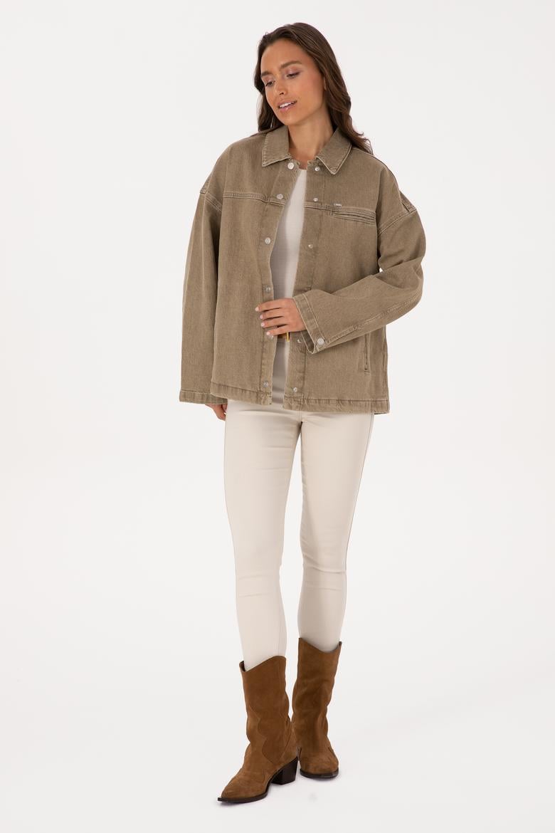 Kadın Yeşil Jean Gömlek - 50309864019