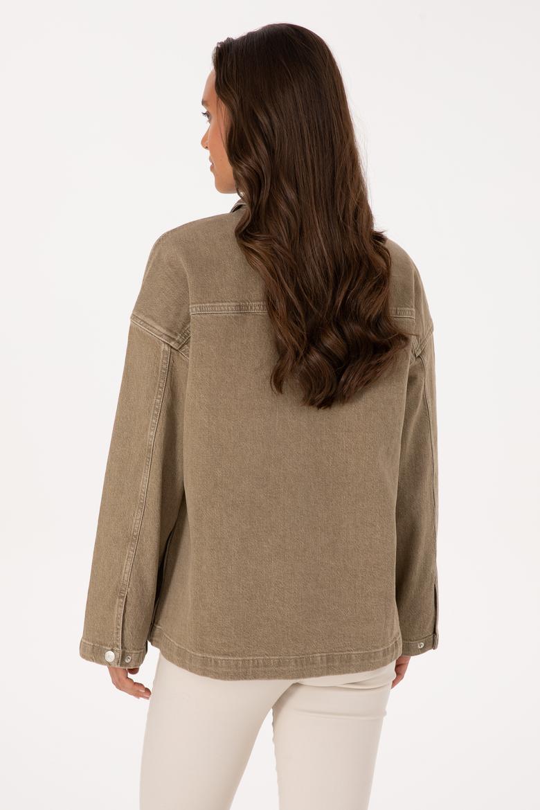 Kadın Yeşil Jean Gömlek - 50309864019