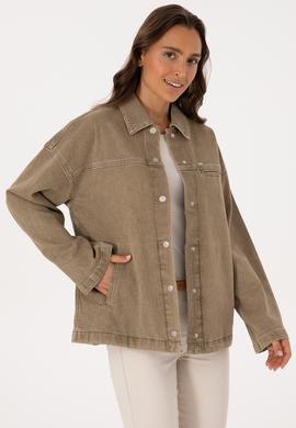 Kadın Yeşil Jean Gömlek - 50309864019