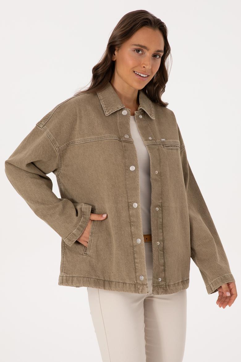 Kadın Yeşil Jean Gömlek