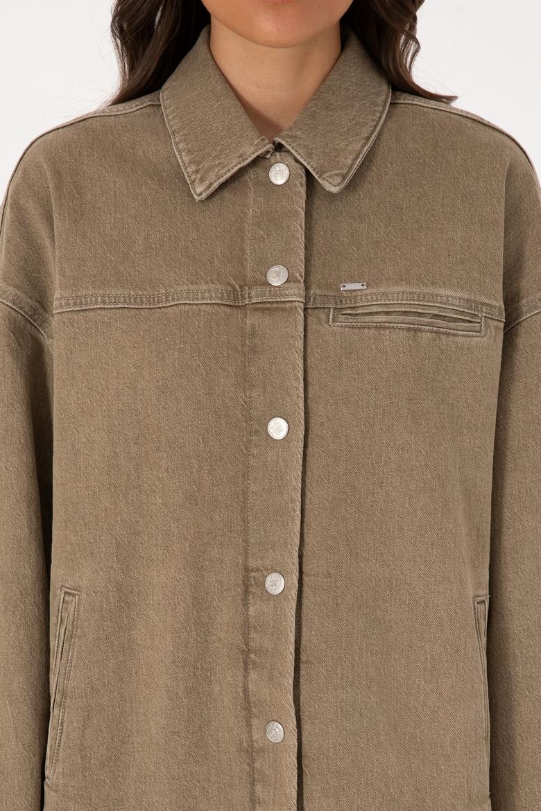 Kadın Yeşil Jean Gömlek - 50309864019