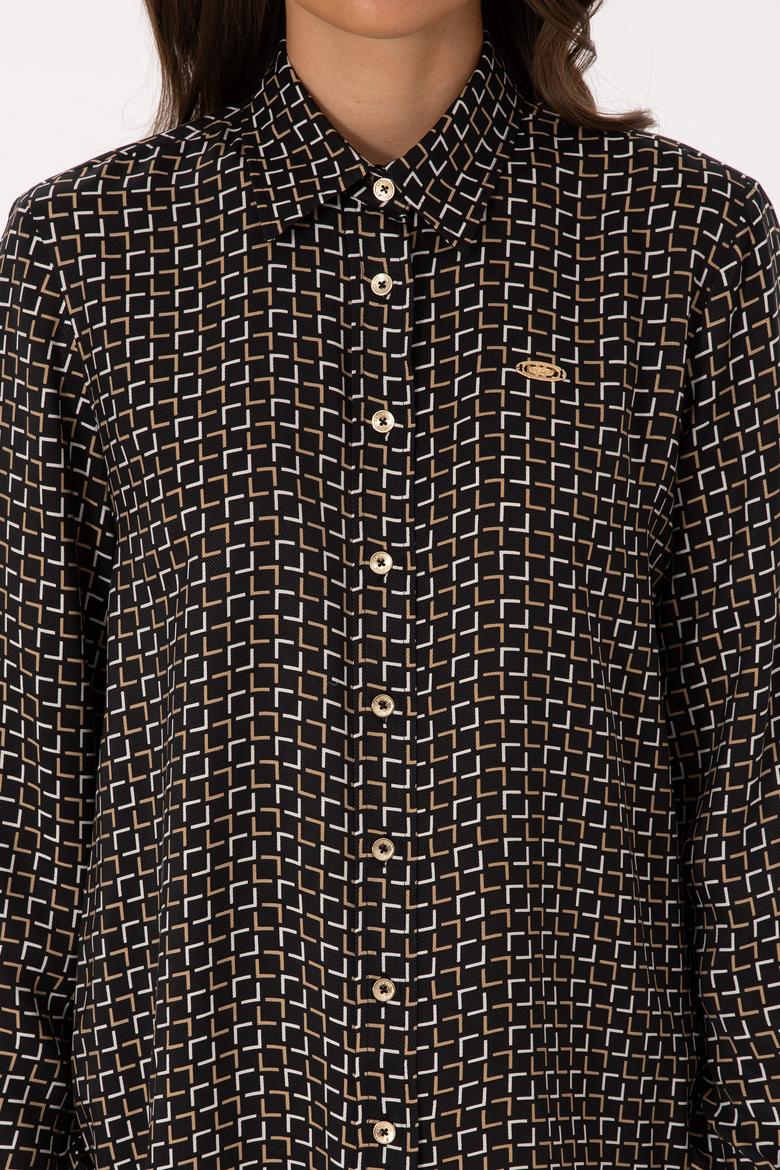 Kadın Siyah Uzun Kollu Gömlek - 50308651002