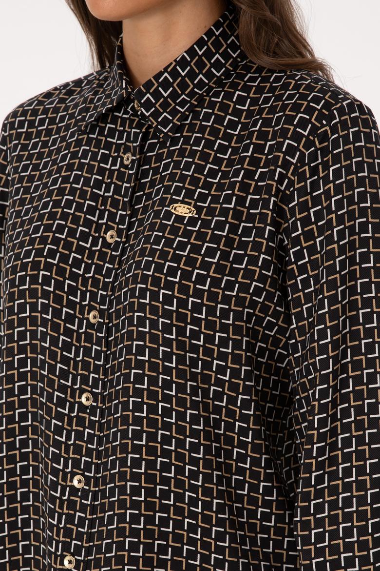 Kadın Siyah Uzun Kollu Gömlek - 50308651002