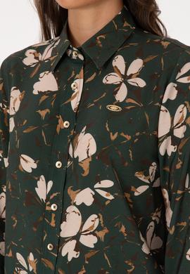 Kadın Koyu Yeşil Uzun Kollu Gömlek - 50308773005