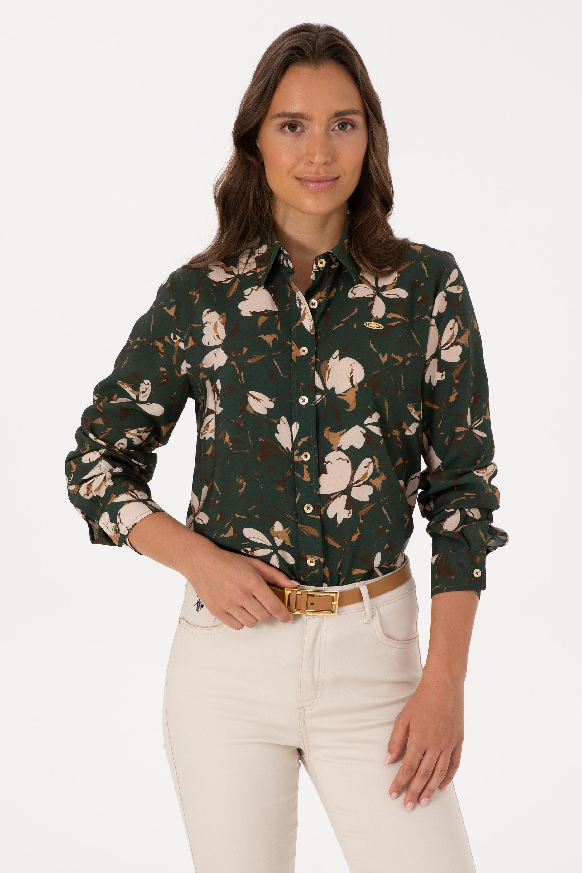 Kadın Koyu Yeşil Uzun Kollu Gömlek