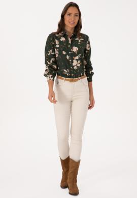 Kadın Koyu Yeşil Uzun Kollu Gömlek - 50308773005